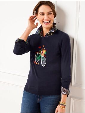 BNWT Talbots Crewneck Pullover - Bicycle Jacquard